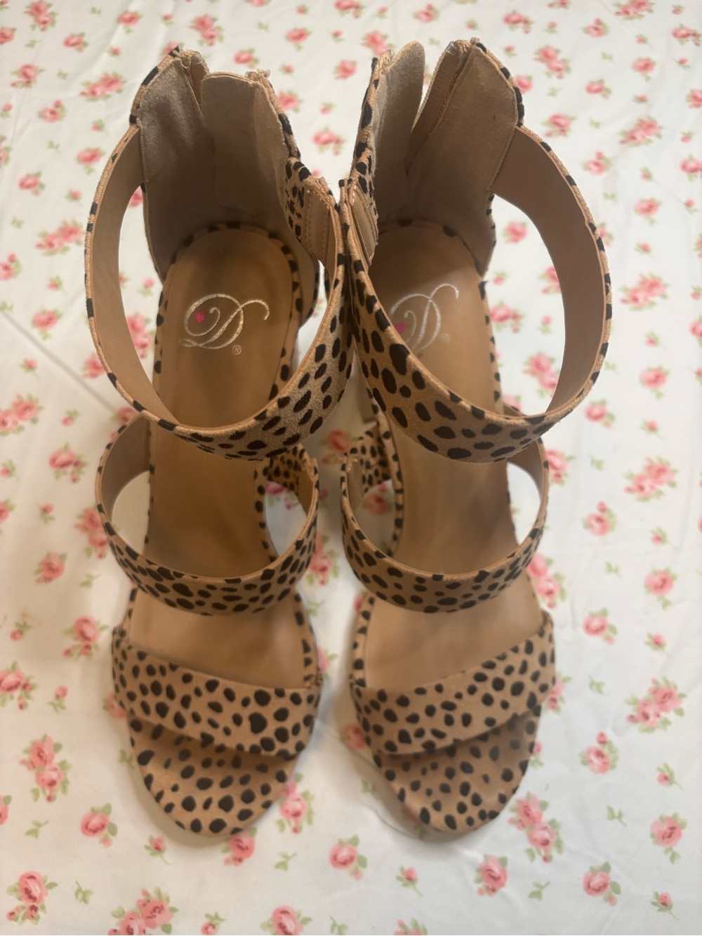D'Orsay Leopard Print Strappy Sandals - Tan